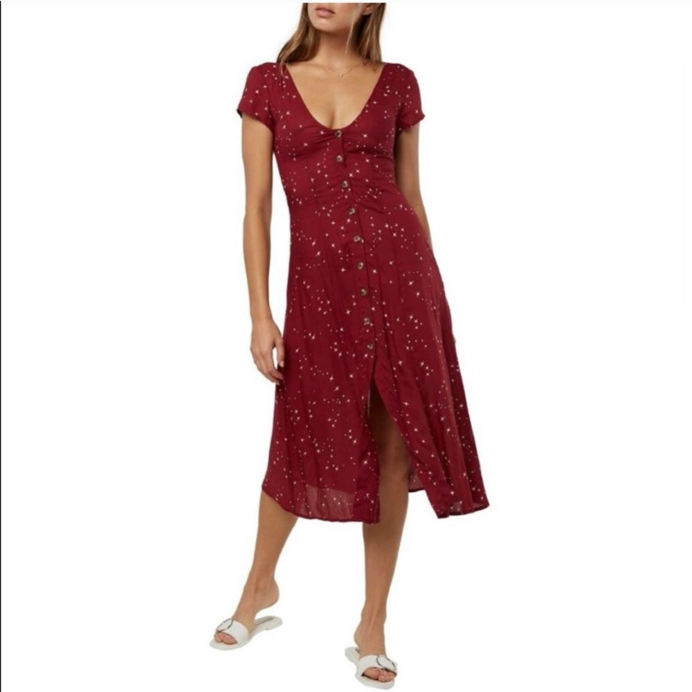 O’Neill Rina Star Print Woven Button MIDI Dress